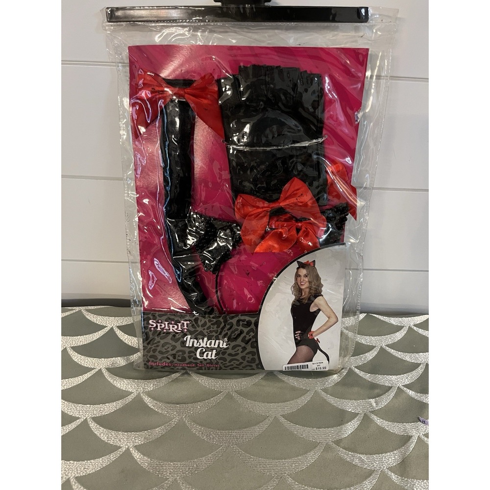 Spirit Halloween Instant Cat Costume Accessory Kit Adult Black Bow SKU 0122450